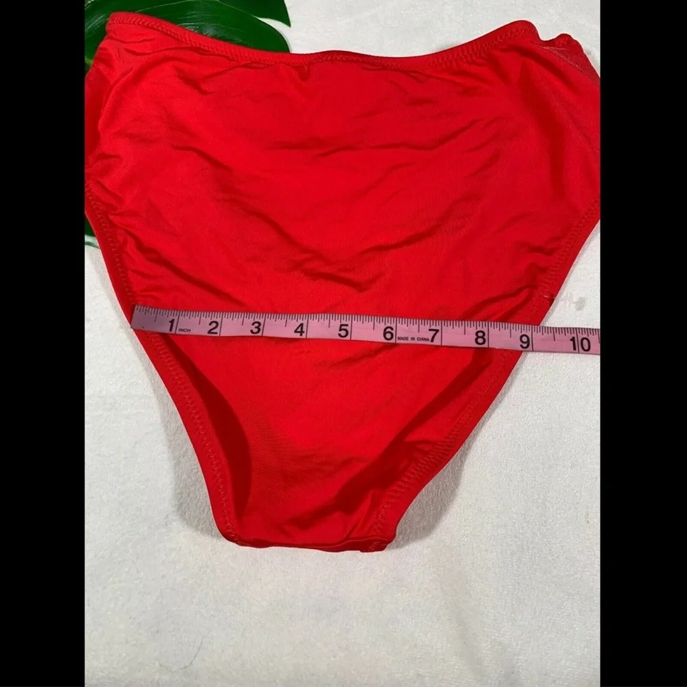 NEW $62 Trina Turk Getaway High Waist Tie Bikini Bottoms [ SZ 8‎ ] Red